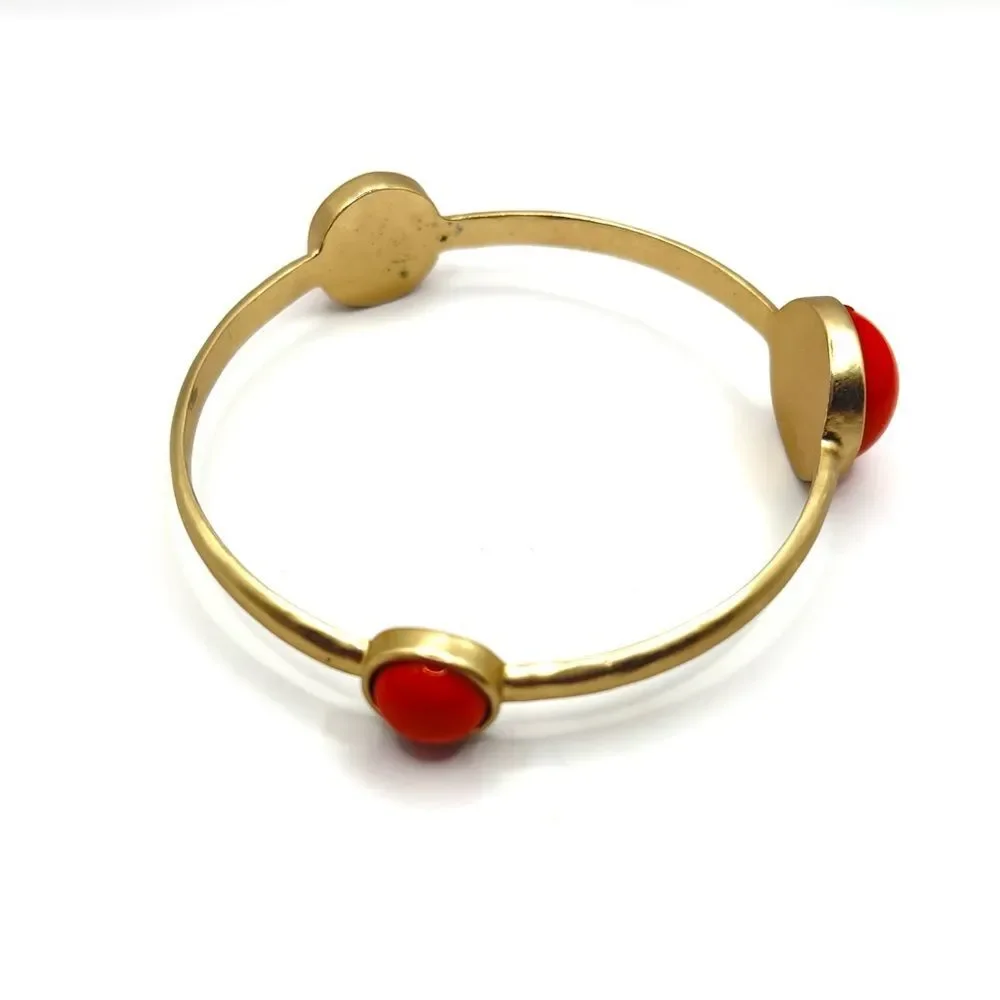 Maximalist Statement Gold and Red Beaded Bracelet Set of 3